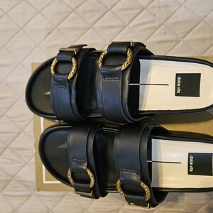 Black and Gold Glam Flat Slide Sandals Dolce Vita NWT Sz 8